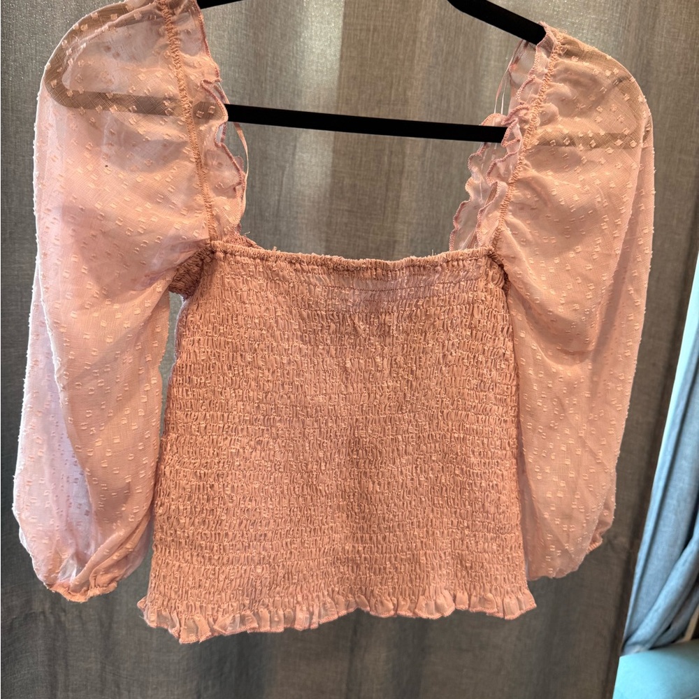 Pink Smocked Puff Sleeve Top XL